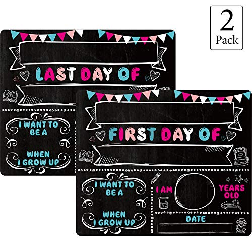 Jetec First Day of School and Last Day of School Photo Prop Sign First and Last Day of School Chalkboard Signs Double-Sided School Photo Sign for School Party Celebration Supplies 1st Grade 